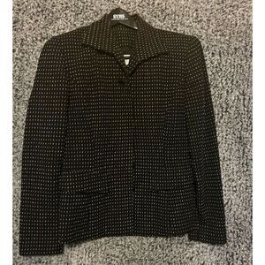 Vintage SYMS Women's Blazer 8 Black with White Dots Tailored Business